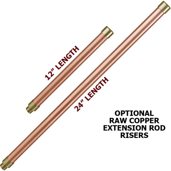 Raw Copper 12" or 24" Extension Rods for Landscape Lighting