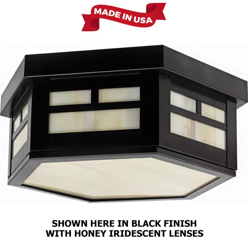 Best Outdoor Ceiling Light - Octagon Mission Style USA Made - Black Finish