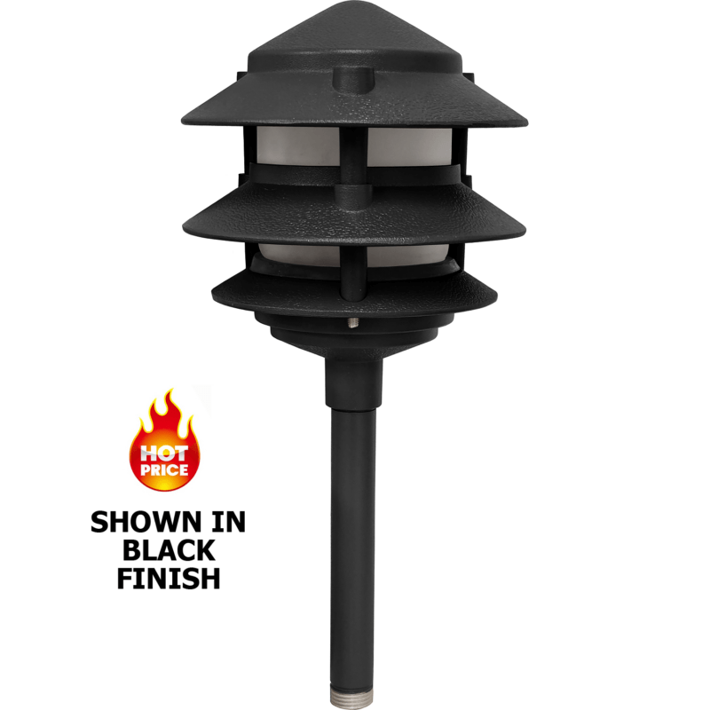 3-tier LED black pagoda path light - Shop C2CLights.com.