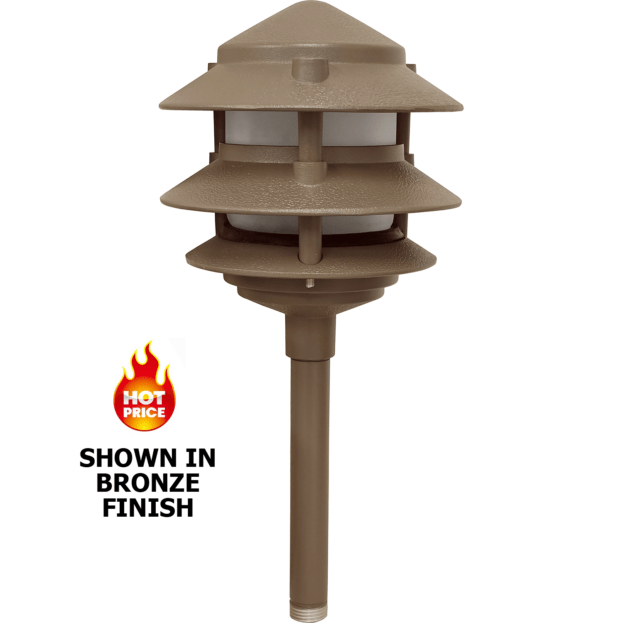 3-tier LED bronze pagoda path light - Shop C2CLights.com.