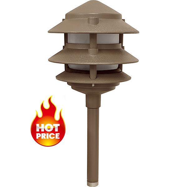 3-tier LED bronze pagoda path light - Shop C2CLights.com.