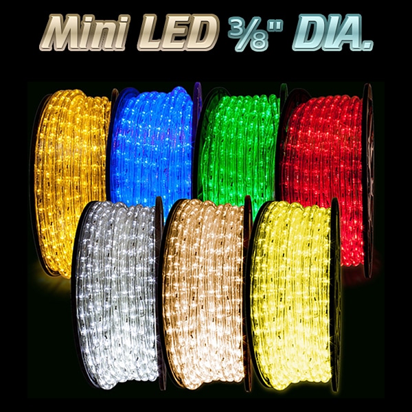 2-Wire Mini 3/8" Diameter Rope Light 120V, Many Colors Available!