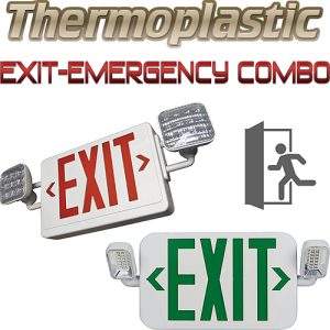 Exit + Emergency Combo Lights, Thermoplastic Housings