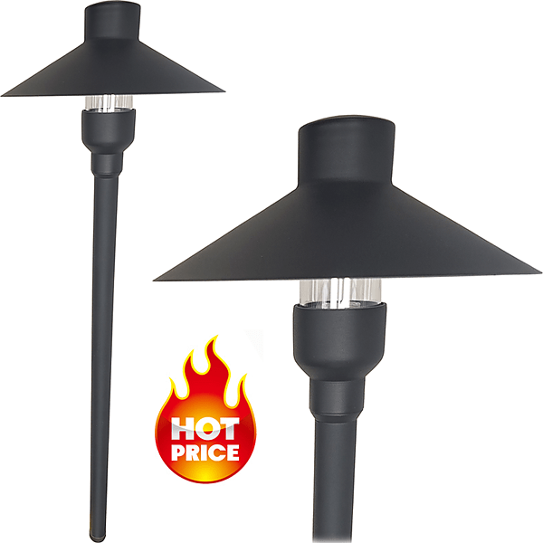 Best Landscape Path Light - Large Contempo Cone - Black FInish