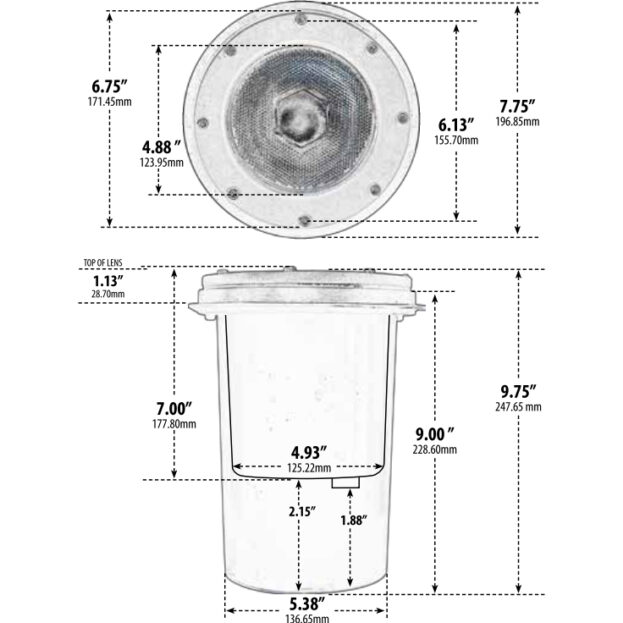 Open Face Cast Aluminum Large LED In-Ground Well Light (100V-277V)