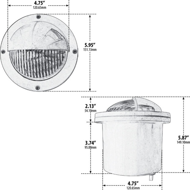 Eyelid Half Cutoff Fiberglass Composite Large LED In-Ground Well Light (12V)