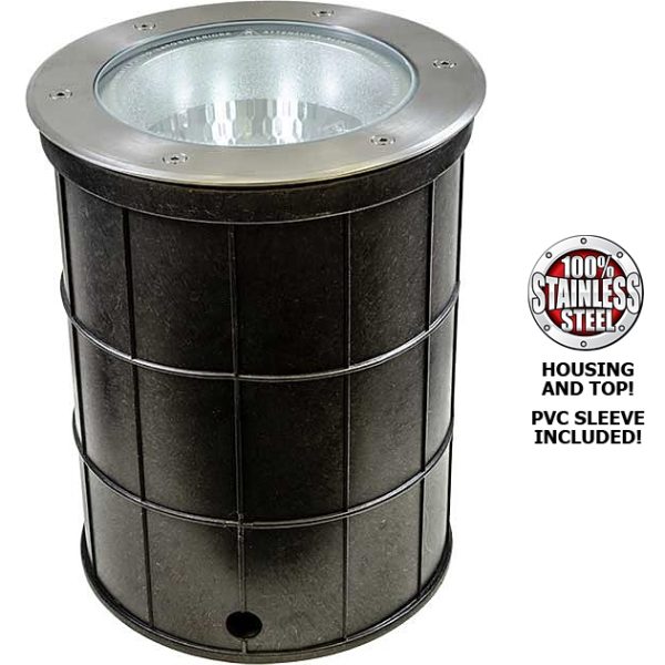 Open Face All Stainless Steel Large LED In-Ground Well Light (100V-277V)