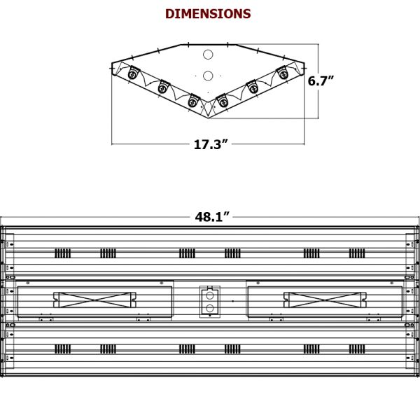 Diamond V Series Linear LED High Bay, 48" x 17", 75 to 144 Watts