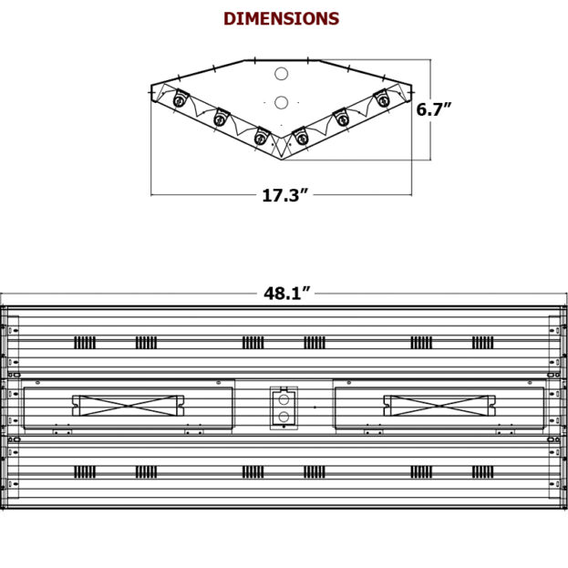 Diamond V Series Linear LED High Bay, 48" x 17", 75 to 144 Watts