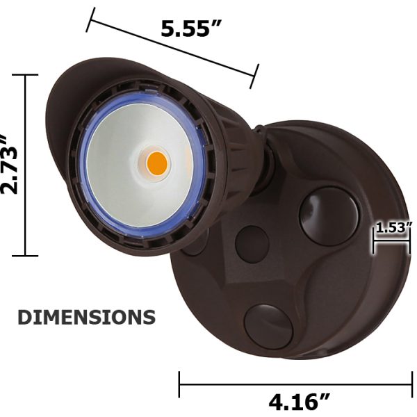 NexGen™ 10 Watt 1-Head LED Bullet Flood / Motion Sensor Light, Dimmable