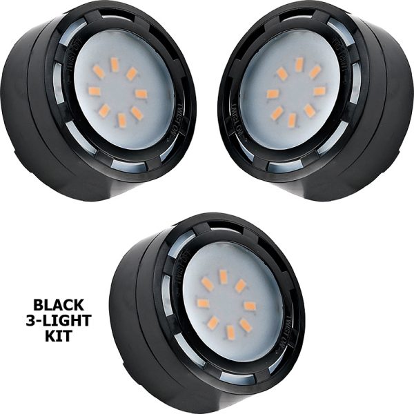 120V Classic Style LED Undercabinet Puck Light 3-Light Kit, 4 Watts ea., Dimmable