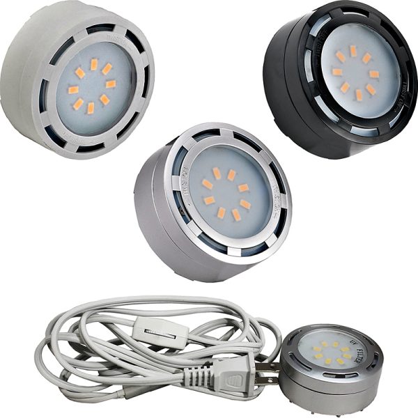 120V Classic Style LED Undercabinet Puck Light, 4 Watts, Dimmable