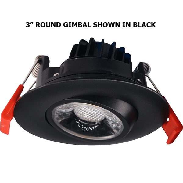 3" Sleek Round Adjustable Gimbal LED Recessed Downlight, 8 Watts, Dimmable