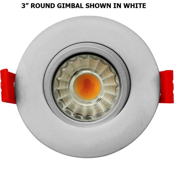 3" Sleek Round Adjustable Gimbal LED Recessed Downlight, 8 Watts, Dimmable