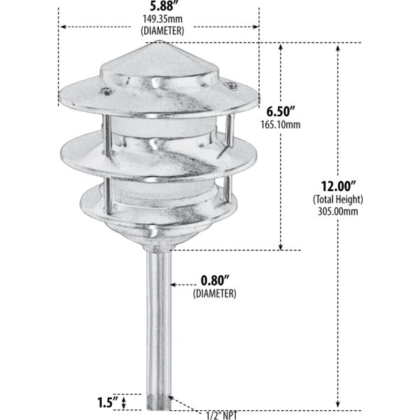 3-Tier LED Stainless Steel Classic Pagoda Area Light (12V or 120V)