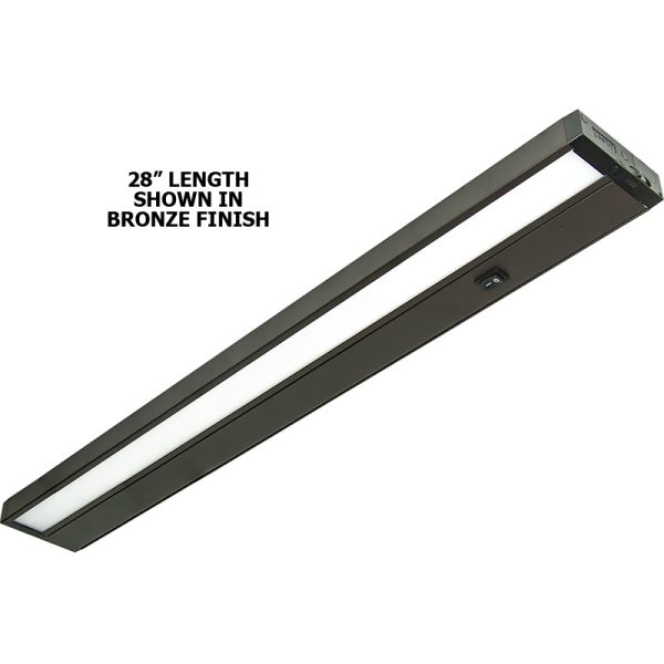 28" Length 120V 12 Watt Pro Series Tri-CCT LED Linkable Undercabinet Light Bar