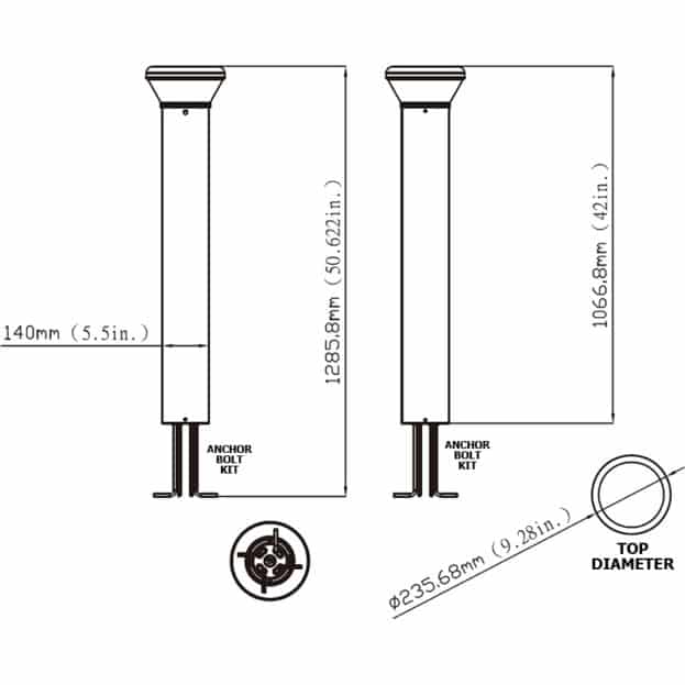 Forenza Style Commercial LED Bollard, 26 Watts, Type VS Optics, Dimmable