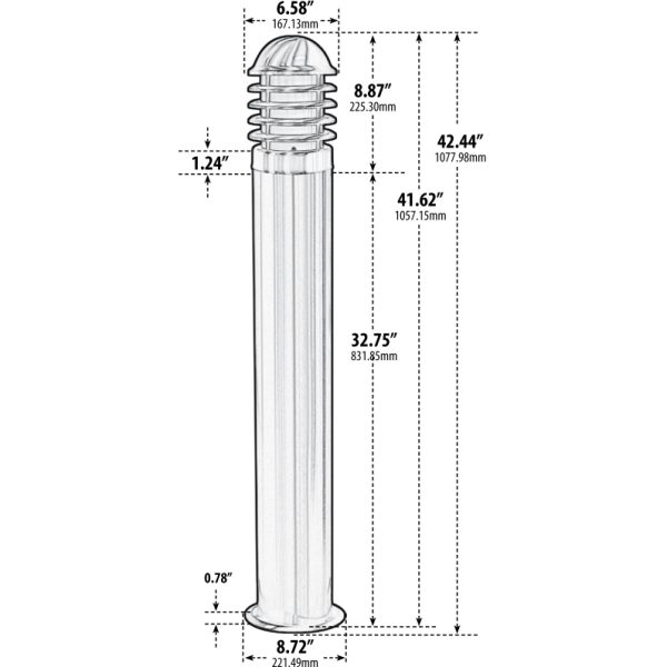 Prima II Series 316 Stainless Steel 42½" Tall Commercial Bollard Light